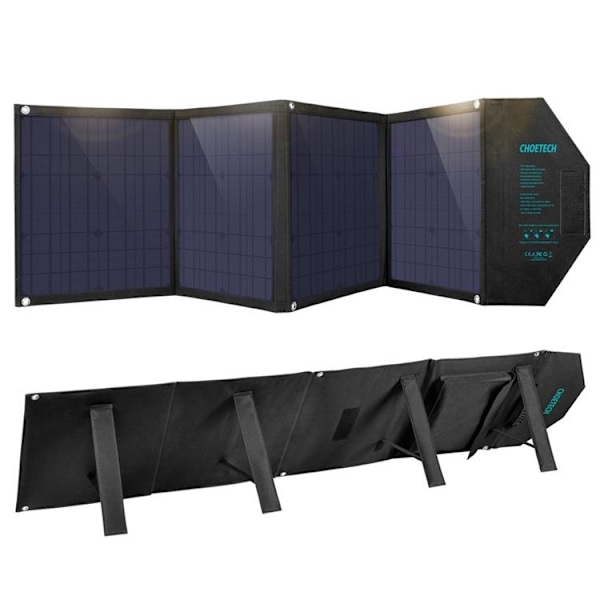 Choetech Foldable 2x USB Till Typ-C Solladdare 80W - Svart Svart