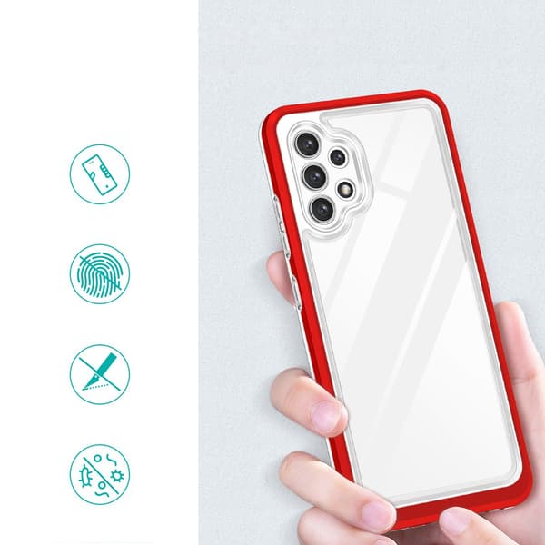 Galaxy A32 5G Skal Clear 3in1 - Rød Röd