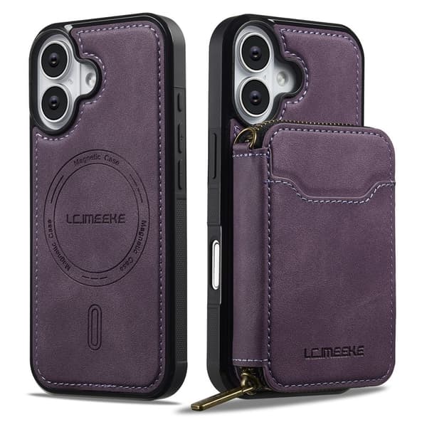 LC.IMEEKE L6 iPhone 17 Plånboksfodral Konstläder - Lila