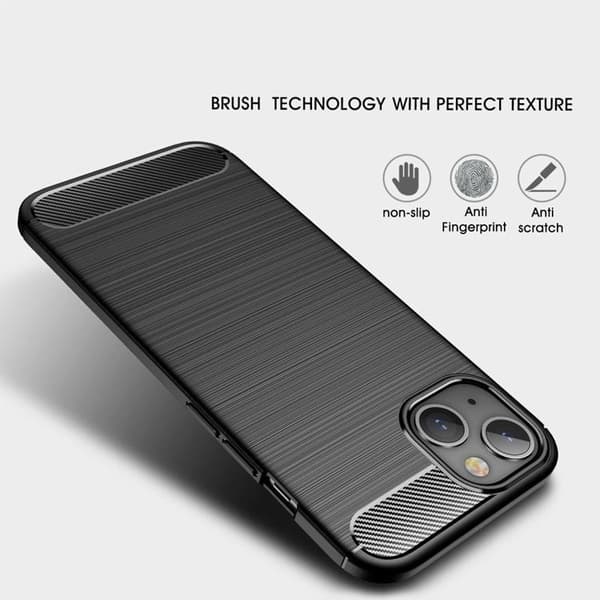 iPhone 14 Skal Carbon Fiber Texture - Svart Black