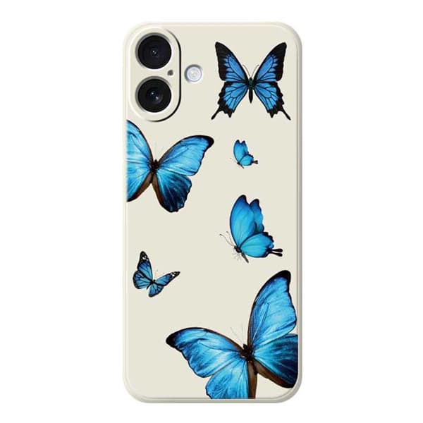 Mobilskal till iPhone 17 Blue Butterflies Pattern TPU - Beige Beige