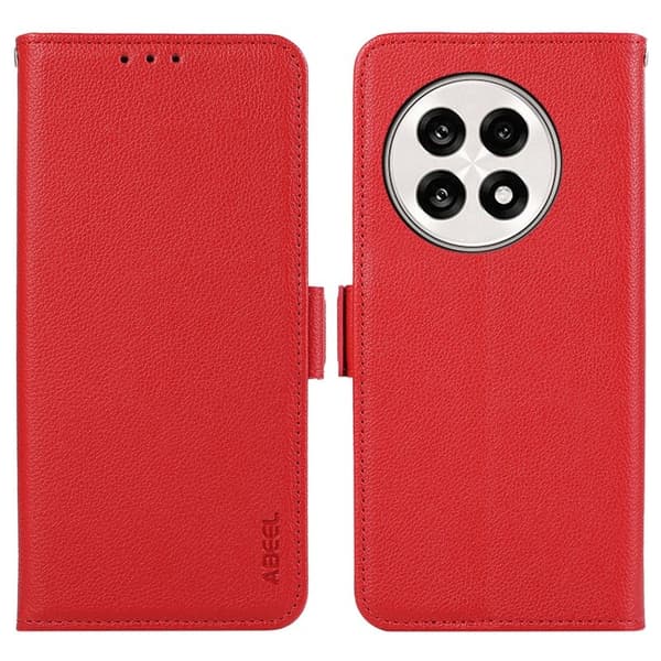ABEEL Mobilskal till OnePlus 13R 5G KonstLäder RFID-Skydd Röd