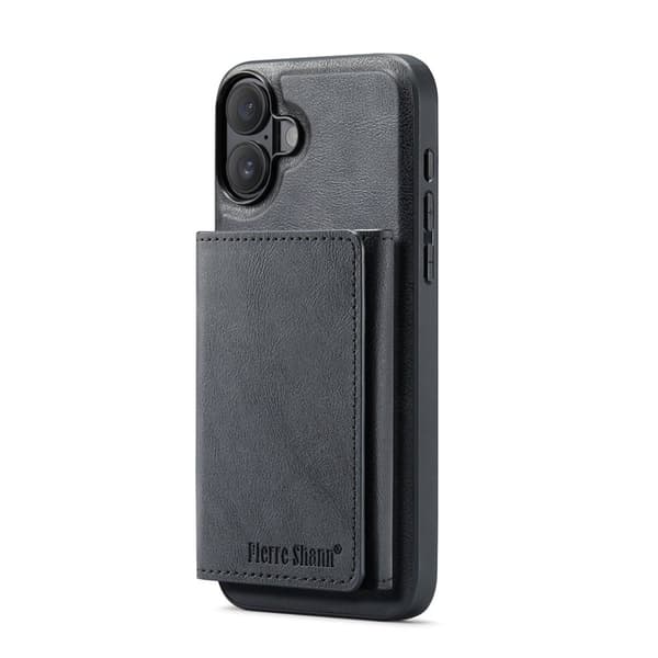 FIERRE SHANN FS030 iPhone 17 Plånboksfodral Konstläder - Svart