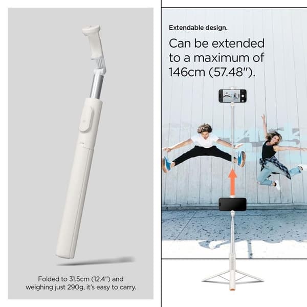 Spigen Selfie Stick Stativ Bluetooth S541W - Hvid Vit