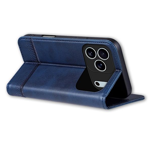 AZNS iPhone 17 Pro Plånboksfodral Konstläder - Blå