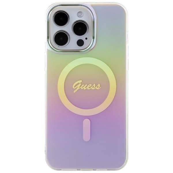 Guess Mobilskal till iPhone 15 Pro Magsafe IML Iridescent - Rosa Rosa