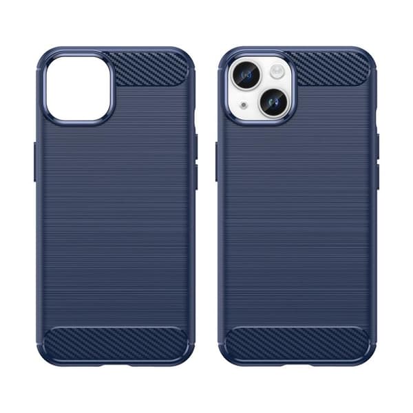 iPhone 14 Plus Skal Carbon Fiber Texture - Blå Blå