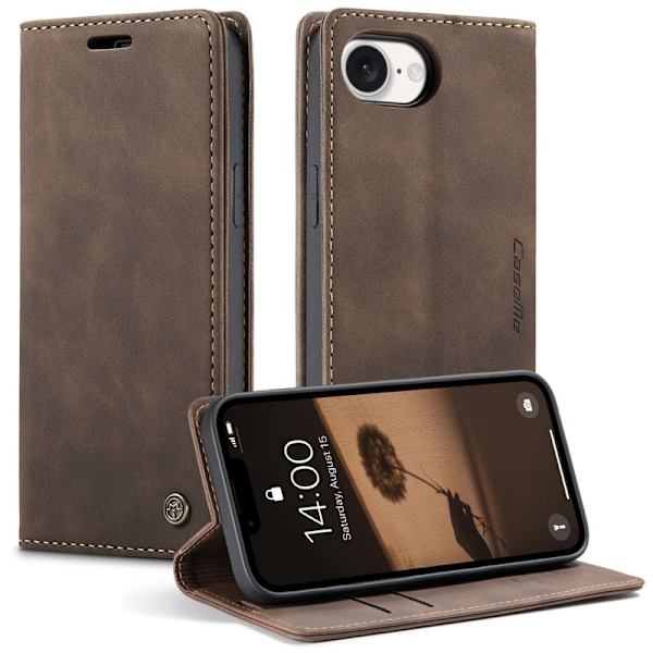 CASEME 013 Case iPhone 16e Plånboksfodral Konstläder - Kaffe
