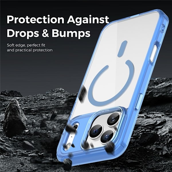 Mobilskal till iPhone 17 Pro MagSafe Transparent TPU+PC - Blå Blå