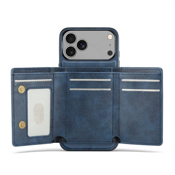 FIERRE SHANN FS030 iPhone 17 Pro Plånboksfodral Konstläder - Blå Blå