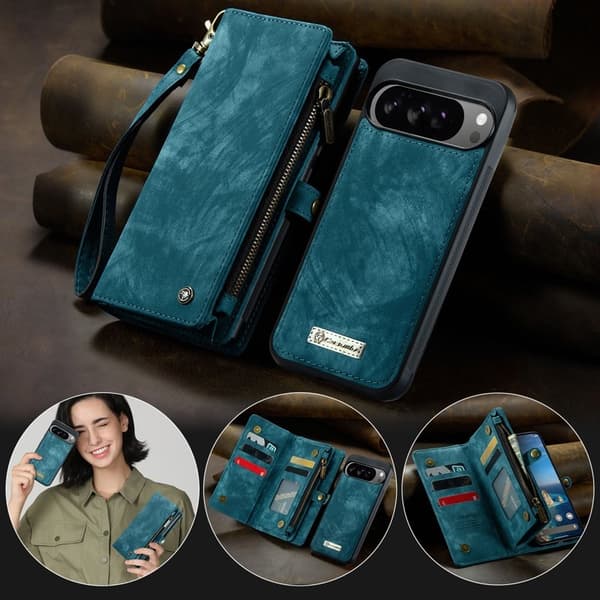 CASEME 008 Plånboksfodral till Google Pixel 10 Pro XL Konstläder - Blå