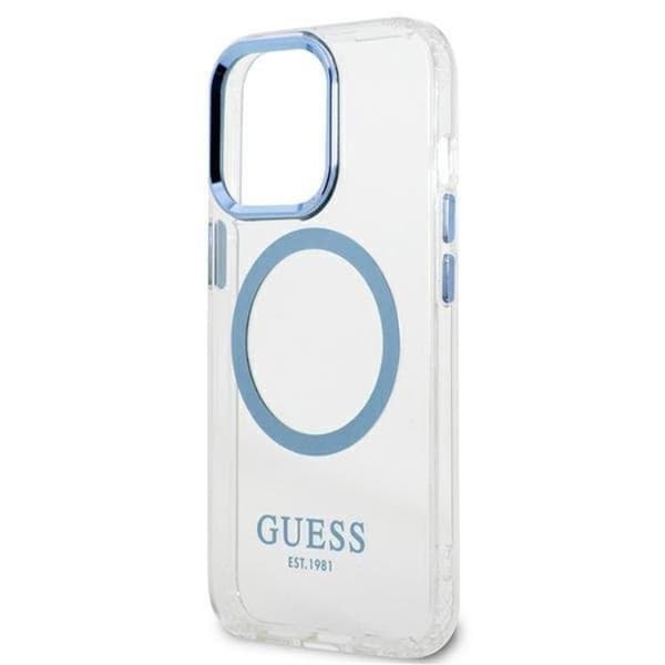 Guess iPhone 13 Pro Skal Magsafe Metal Outline - Sininen Blå