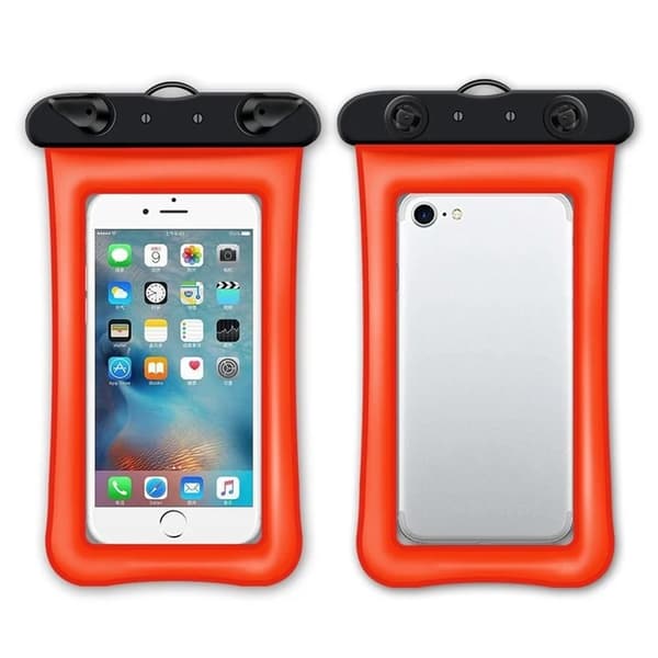 Vattentät Mobilfodral max 7.2" med Snöre - Orange Orange