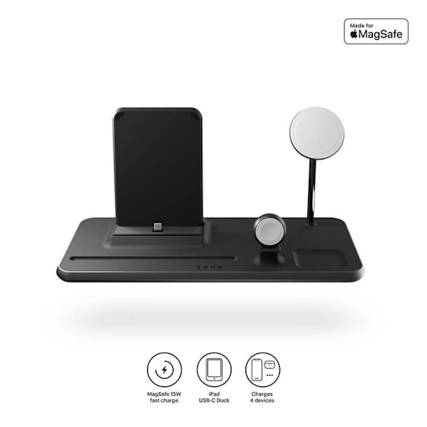 Zens 4-in-1 Trådlös Laddare Magsafe iPhone, Apple Watch, Airpods,iPad