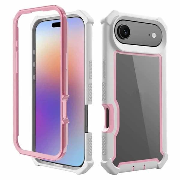 Mobilskal till iPhone 17 Air TPU + PC Shockproof -Vit/Rosa Rosa