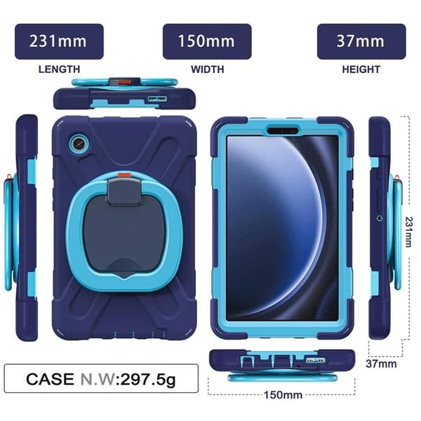 Mobilskal till Galaxy Tab A9 Kickstand Handle Grip - Svart / Blå Blå