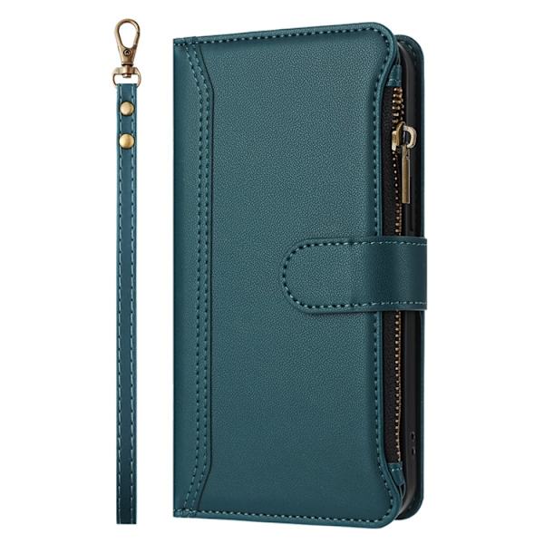 iPhone 17 Plånboksfodral Zipper Med Rem - Mörkgrön Grön