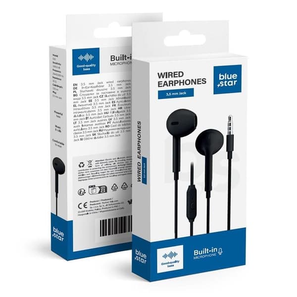 Blue Star Trådbunden Hörlurar Jack 3.5 mm Mikrofon 1.2m PA-E65