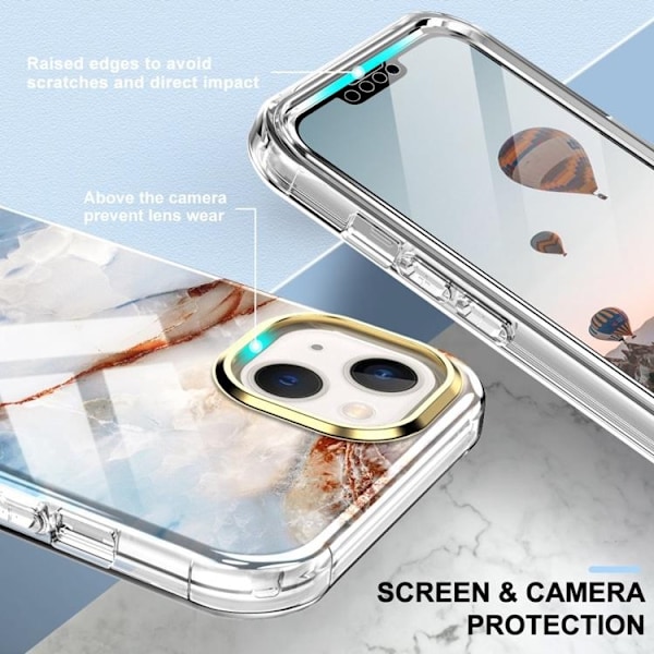 iPhone 14 Plus Cover 360 Marble - Brun L07 Brun