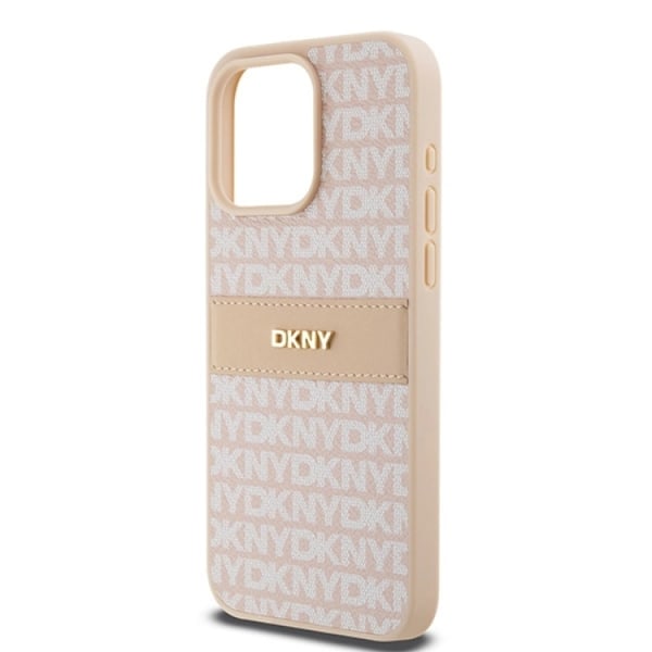 DKNY iPhone 15 Pro Max Mobilskal Läder Mono Stripe & Metal Logo