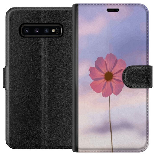 Plånboksfodral till Samsung Galaxy S10 med Rosa blomma