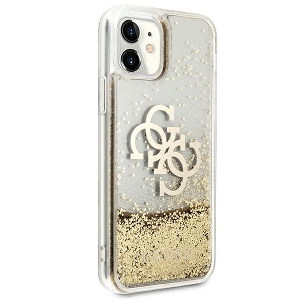 Guess telefontaske til iPhone 11/Xr MagSafe 4G stor flydende glitter - guld