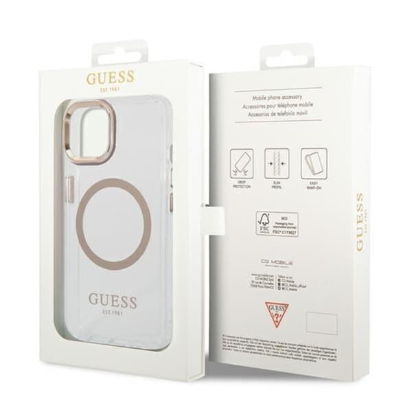 GUESS iPhone 14 Plus Skal Magsafe Metal Outline - Guld Guld