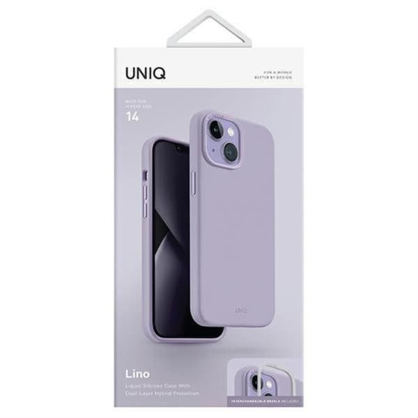 Uniq iPhone 14 Plus Mobiskal Lino - Lilac Svart