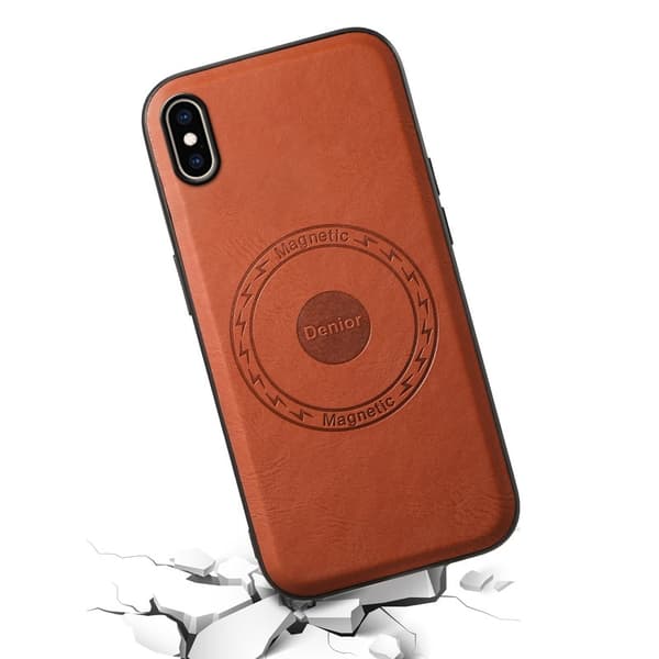 DENIOR Mobilskal till iPhone XS Max PU Läder Belagt PC+TPU Brun