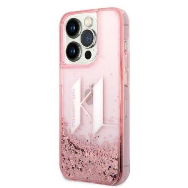 Karl Lagerfeld iPhone 14 Pro -kotelo Glitter Big KL - vaaleanpunainen