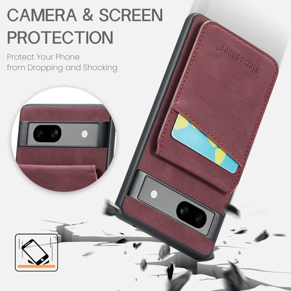 FIERRE SHANN Google Pixel 8a Fodral RFID-Skydd PU+TPU - Röd