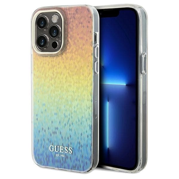 Guess telefontaske til iPhone 13 Pro/13 MagSafe facetteret spejl - sølv