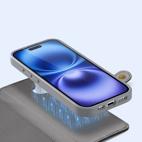 Dux Ducis iPhone 16 Plånboksfodral Lawa Läder - Grå Grå