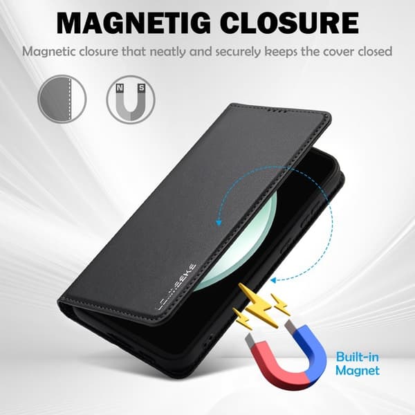 LC.IMEEKE L1 Series Samsung Galaxy S23 FE Plånboksfodral Konstläder - Svart