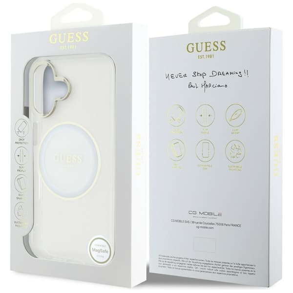 Guess Mobilskal till iPhone 16 MagSafe IML Metal Colored Circle - Vit