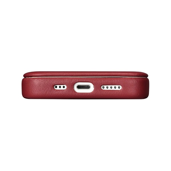 iCarer iPhone 14 Pro Plånboksfodral Magsafe CE Läder - Röd