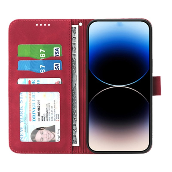 DIERFENG DF-03 Plånboksfodral i Konstläder för iPhone 12 Pro Max - Röd