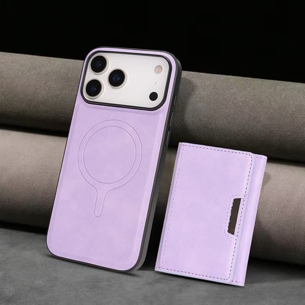 Mobilskal till iPhone 17 Pro Max MagSafe Kickstand Tri-fold Korthållare Lila