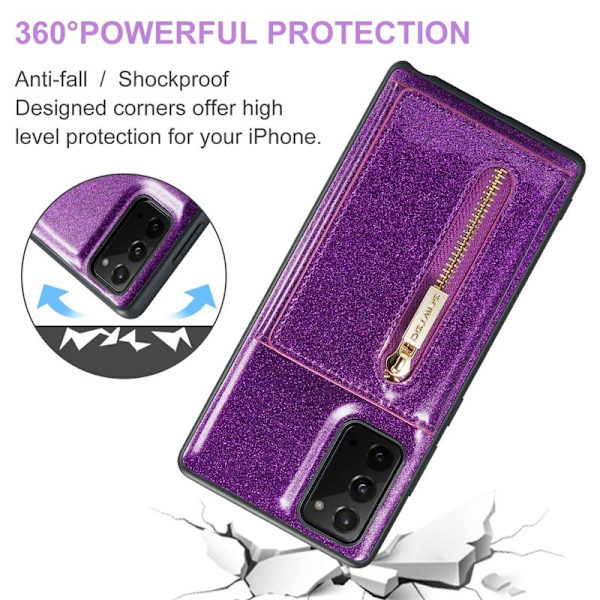 DG.MING M3 Series Konstläder Plånboksfodral för Samsung Galaxy Note20 - Lila