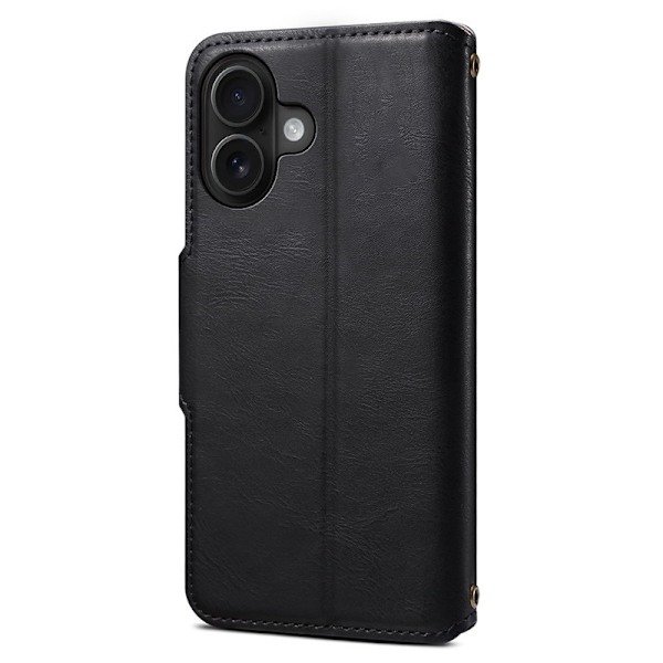 DENIOR iPhone 16 Plånboksfodral Konstläder Svart