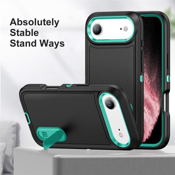 Mobilskal till iPhone Air Kickstand Silikon - Mörkblå/Ljusgrön Grön
