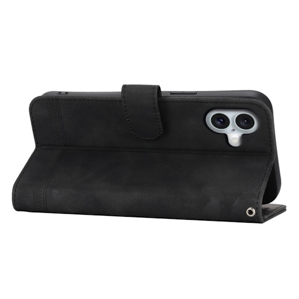 DIERFENG DF-03 iPhone 16 Plus Plånboksfodral Konstläder - Svart