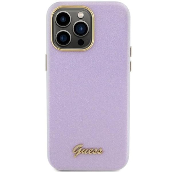 Guess Mobilskal till iPhone 15 Pro Glitter Glossy Script - Lila Lila