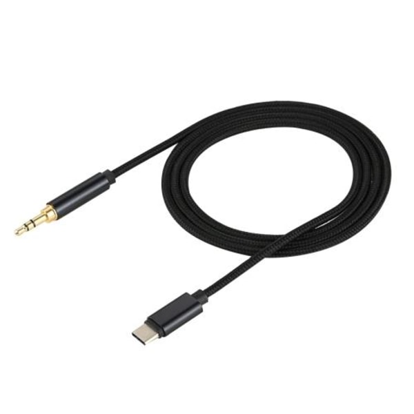 SiGN USB-C 3,5 mm lydkabel 1m - Sort/Nylon