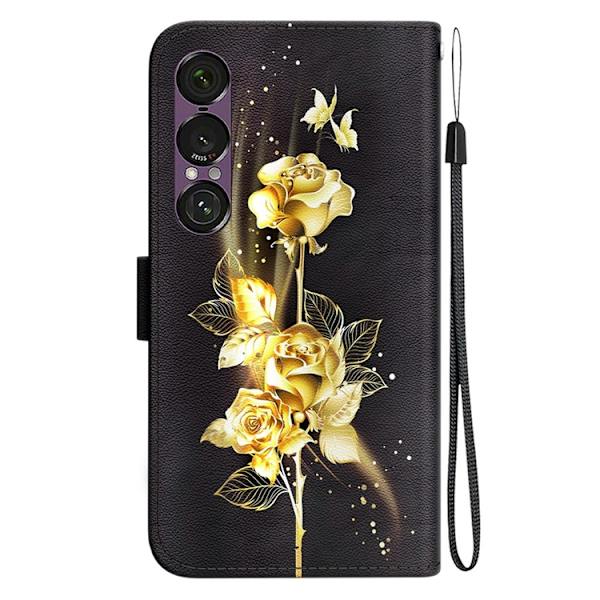 Sony Xperia 1 VII Konstläder Plånboksfodral Pattern Printing - Guld Rosa Guld
