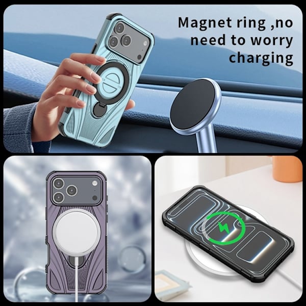 Mobilskal till iPhone 17 Pro MagSafe Rotating Kickstand Shockproof - Grön Grön