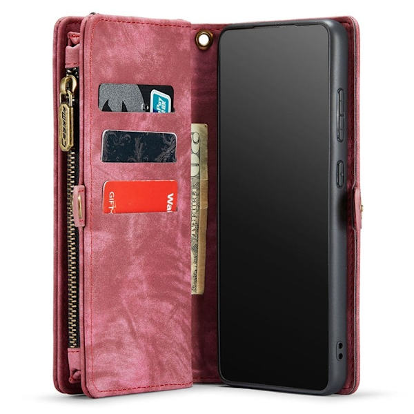 CASEME Multi-function Wallet KonstLäder Mobilskal Röd för Samsung Galaxy A52