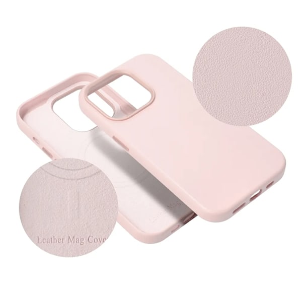 iPhone 15 Pro Mobilskal Magsafe Läder - Rosa