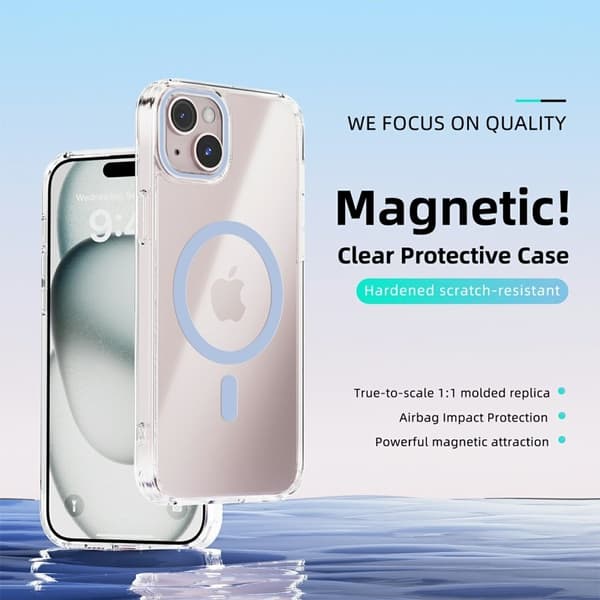 ABEEL Mobilskal till iPhone 15 MagSafe Anti Scratch Klar TPU - Blå