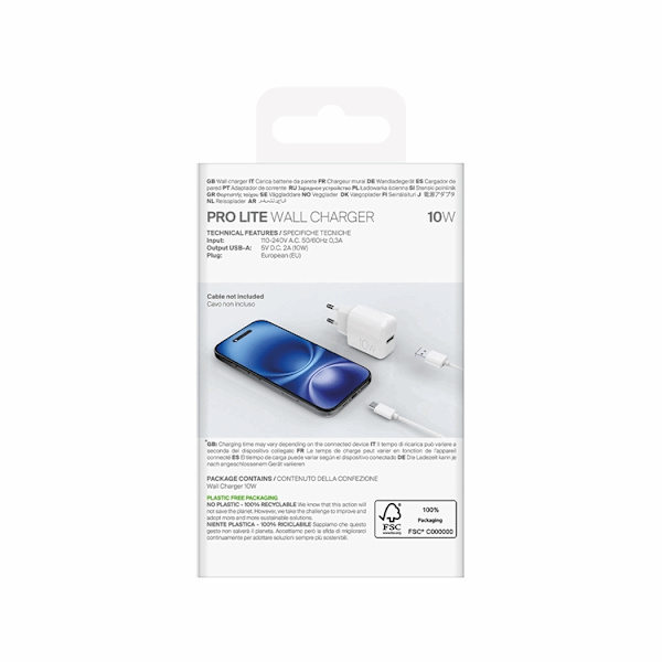 Puro Vægoplader 10W USB-C Prolite - Hvid Vit